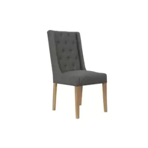 Kettle Interiors Button Back Upholstered Chair With Side Supports And Nailhead Trim Dark Grey