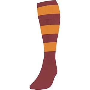 Precision Hooped Football Socks Boys Maroon/Amber