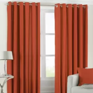Riva Home Fiji Semi-Sheer Ringtop Eyelet Curtains (Pair) Polyester Burnt Orange (229X229Cm)