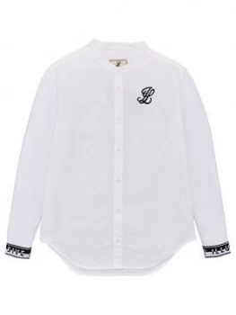 Illusive London Boys Grandad Collar Long Sleeve Shirt - White, Size 7-8 Years