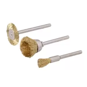 Silverline Rotary Tool Brass Wire Brush Set 3pce - 5, 15, 20mm Dia