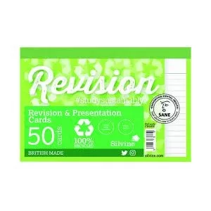 Silvine Recycled Study and Presentation Cards 50 White Pack of 20