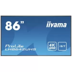 iiyama LH8642UHS-B3 signage display Digital signage flat panel 2.17 m (85.6") IPS 500 cd/m 4K Ultra HD Black Built-in processor Android 8.0 18/7