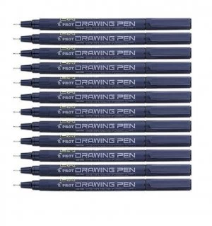Pilot Black Drawing Pen 05 Tip (Pack of 12)
