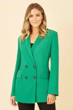Green Relaxed Blazer With Leopard Lining