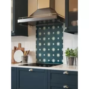 House Beautiful - Jasper Indigo Glass Kitchen Splashback 600mm x 750mm - Blue
