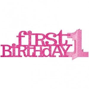 1st Birthday Glitter Centrepiece (Pink)