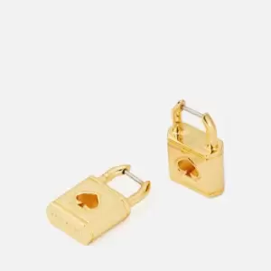 Kate Spade New York Womens Lock and Spade Hoops - Gold