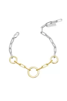 Open Circle Chain Link Bracelet with Yellow Gold Plating