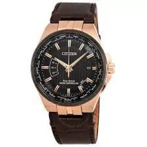 Citizen CB0168-08E Mens World Perpetual A-T Brown Leather Watch