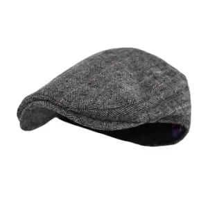 Brave Soul Mens Checked Flat Cap (One Size) (Charcoal)
