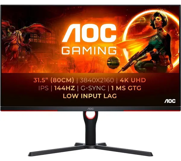 AOC U32G3X/BK 4K Ultra HD 31.5" IPS LED Gaming Monitor - Black & Red, Black,Red 4038986111430