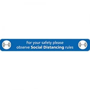 Seco Floor Sticker Observe social distancing rules Blue Anti Slip Laminate 60 x 8 cm