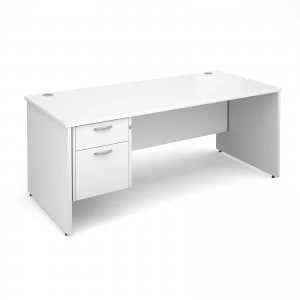 Maestro 25 PL Straight Desk With 2 Drawer Pedestal 1800mm - White pane