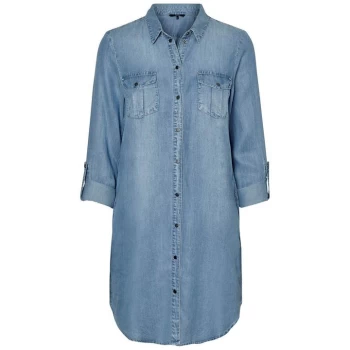 Vero Moda Long Sleeve Shirt Dress - Light Blue