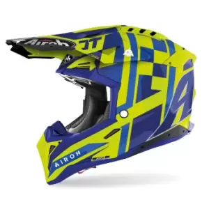 Airoh Aviator 3 TC21 Motocross Helmet, blue-yellow, Size 2XL, blue-yellow, Size 2XL