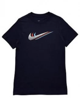 Boys, Nike Unisex Nsw Tee Triple Swoosh Tshirt, Black, Size S