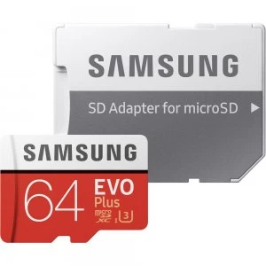 64GB EVO Plus UHS-I MicroSDXC Memory Card with SD Adapter MB-MC64GA