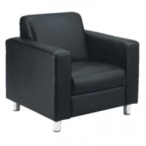 Avior Leather Faced Executive Reception Arm Black Chair KF03529