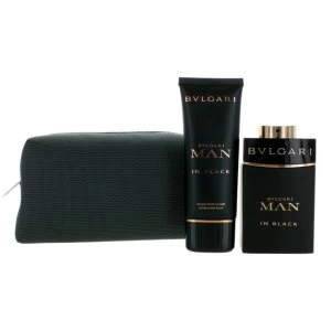 Bvlgari Man In Black Gift Set 100ml Eau de Parfum + 100ml Aftershave Balm + Pouch