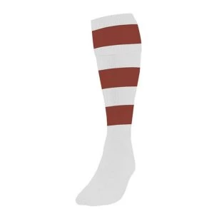Precision Hooped Football Socks Mens White/Maroon