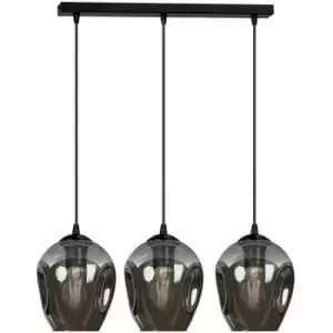 Emibig Istar Black Bar Pendant Ceiling Light with Graphite Glass Shades, 3x E27
