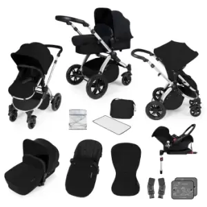 ickle bubba Stomp V3 Silver All-in-One Travel System With ISOFIX Base - Black / Black