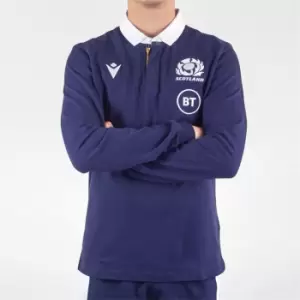 Macron Scotland Classic Long Sleeve Home Rugby Shirt 2020 2021 - Blue