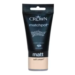 Crown Breatheasy Soft Cream - Matt Emulsion Paint - 40ml Tester