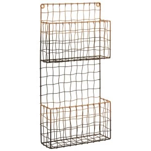 Premier Housewares Interiors by Premier Mimo Wire Wall Mounted Magazine Rack - Black/Rose Gold Finish
