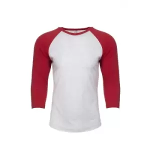 Next Level Adults Unisex Tri-Blend 3/4 Sleeve Raglan T-Shirt (L) (Vintage Red/Heather White)