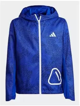 Boys, adidas Running Wind.rdy Windbreaker Jacket, Blue, Size 5-6 Years