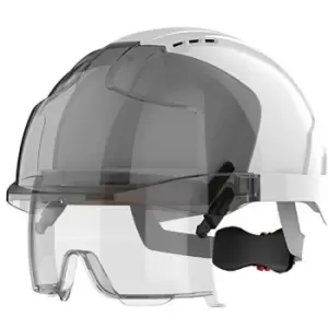 JSP - evo vistalens Safety Helmet with Intergrated Goggles - Smoke/White - White
