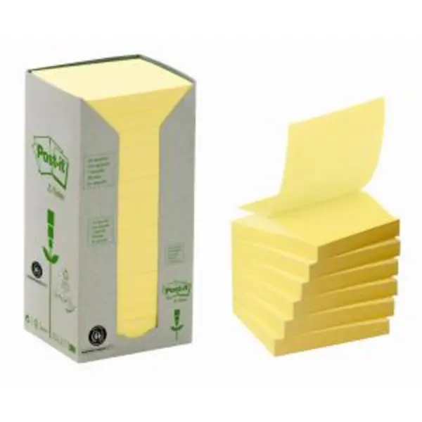 Post-it Z-note Tower Recycled 100 Sheets per Pad 76x76mm Yellow Ref 142896