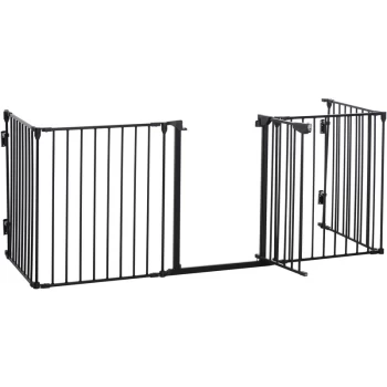 5-Panel Metal Pet Safety Gate Fence Playpen Guard Fireplace Home - Pawhut