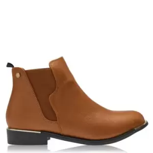 Down To Earth Brushed PU Gusset Ankle Boot - Brown