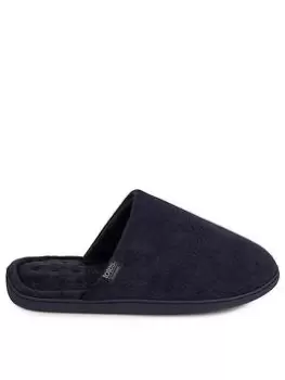 TOTES Mens Airtex Suedette Mule Slippers with 360 Comfort & PillowStep - Navy, Size 9, Men