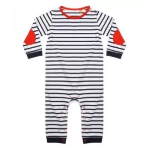 Larkwood Baby Boys Long Sleeve Striped Bodysuit (3-6 Months) (Navy/White)
