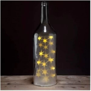 Decorative Large Glass Bottle Jar with White LED Star Lights