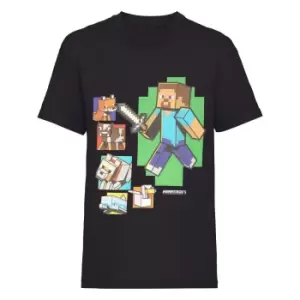 Minecraft Childrens/Kids Steve And Friends T-Shirt (12-13 Years) (Black)