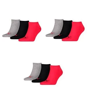 9 pair Puma Sneaker Invisible Socks Unisex Mens & Ladies, Socken & Strumpfe:47-49, color:232 - Black / red