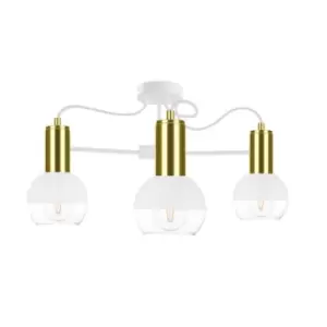 Arne Multi Arm Semi Flush Ceiling Light White, Gold, 60cm, 3x E27