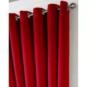 Essential Living Adiso Eyelet Ring Top Curtains 229cm x 183cm Red