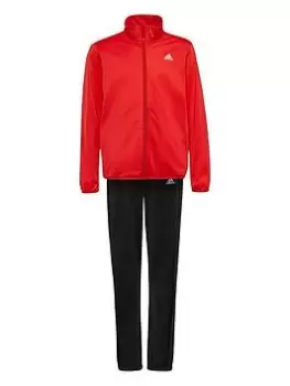 adidas Kids Boys Badge Of Sport Full Zip Tricot Tracksuit - Bright Red, Bright Red, Size 7-8 Years