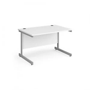 Dams International Rectangular Straight Desk with White MFC Top and Silver Frame Cantilever Legs Contract 25 1200 x 800 x 725mm