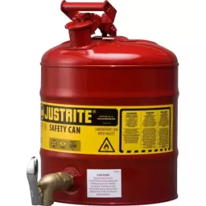 Type I Shelf Safety Can, 5 gallon, bottom 08902 faucet, S/S flame arrester, Steel, Red.