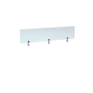 Desktop clear acrylic screen topper with white brackets 1400mm wide