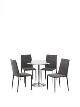 Julian Bowen Set Of Kudos Table & 4 Jazz Grey Chairs