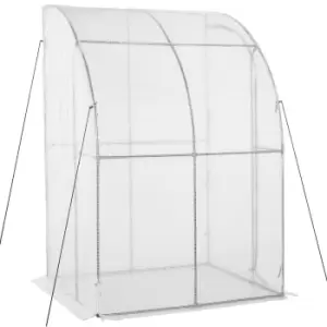 Outsunny Walk-in Lean To Wall Greenhouse With Zippered Door 143X118X212Cm - White