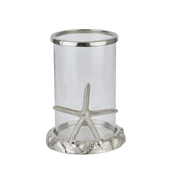 Hill Silver Starfish Candle Hurricane Lantern HI-22228